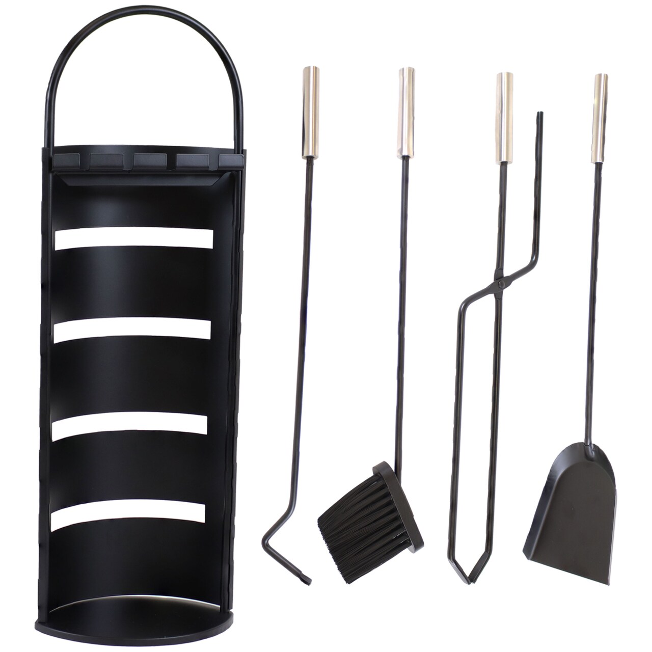 Sunnydaze 4-Piece Fireplace Tool Set With Slotted Shroud Holder